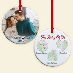 The Story Of Us Personalized Couple Ornament, Custom Love Map - Ornament - GoDuckee
