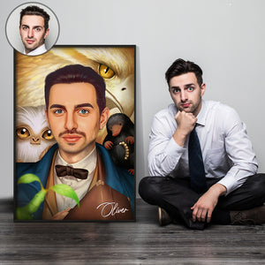 Personalized F.B. and Where to Find Them - J.K.R Canvas Print - Laughing Man - Poster & Canvas - GoDuckee