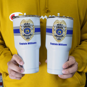 Police Badge with Customized State Seal - Personalized Tumbler Cup - Gift for Police - Drinkware - GoDuckee