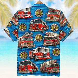 Custom Fire Engine Photo Hawaiian Shirt, Gift For Firefighter - Hawaiian Shirts - GoDuckee