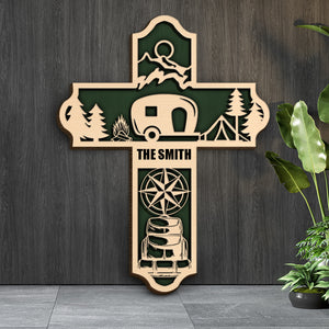 Camping Car Cross - Personalized 3D Wood Art - Gift for Campers - Wood Sign - GoDuckee