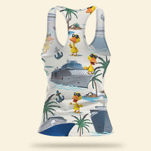Cruising Duck Happy Cruising Time, Women Tank Top, Gifts for Cruising Lovers - AOP Products - GoDuckee