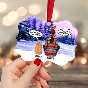 Cat You're My Everything - Personalized Ornament - Gift for Cat Lovers - Back Girl and Cat - Ornament - GoDuckee