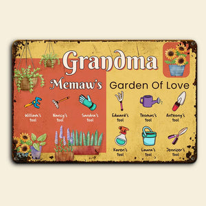 Grandma Garden Of Love, Family Love Printed Metal Sign - Metal Wall Art - GoDuckee