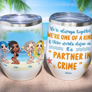 Bikini Sister Dolls - Personalized Wine Tumbler - Drinking We're Always Together - Wine Tumbler - GoDuckee
