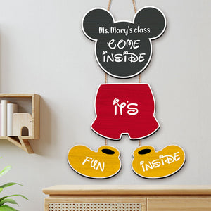 Come Inside It's Fun Inside Personalized Teacher Pallet Wood Sign Gift For Teacher - Wood Sign - GoDuckee