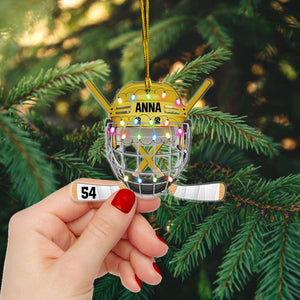 Ice Hockey Helmet, Personalized Ornament, Christmas Tree Decor - Ornament - GoDuckee