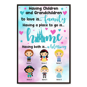 Personalized Grandma Poster - Home Blessing - Custom Cartoon Prince Princess - Poster & Canvas - GoDuckee