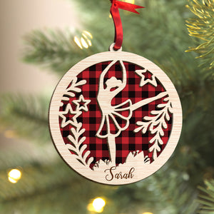 Ballet With Plaid Pattern Background - Personalized Ornament - Gift for Ballet Girl - Ornament - GoDuckee