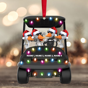 Golf Duck Christmas - Personalized Christmas Ornament - Gift for Golfers - Ducks Driving A Golf Cart - Ornament - GoDuckee