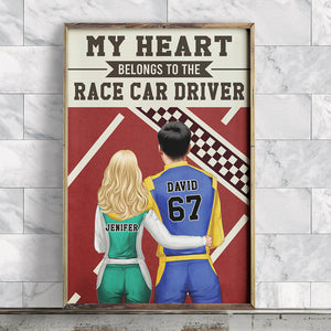 Personalized Racing Couple Poster - My Heart Belongs To The Center - Couple Shoulder to Shoulder - Poster & Canvas - GoDuckee
