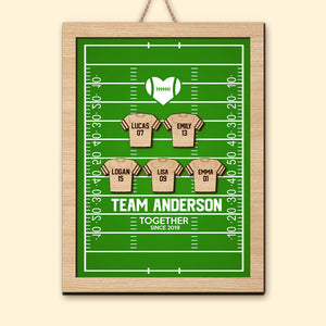 Personalized Football Family Wood Sign, Gift For Family/Couple - Wood Sign - GoDuckee