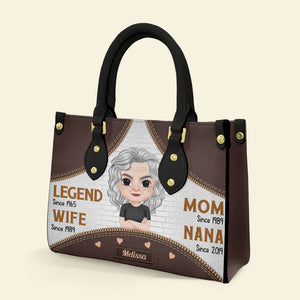Personalized Grandma Leather Bag, Gift For Grandma, Mother's Day Gift - Leather Bag - GoDuckee