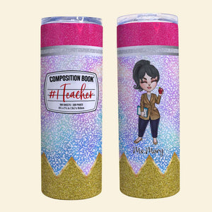 Personalized Gifts For Teacher, Doll Girls, Composition Book Custom 20oz Skinny Tumbler - Tumbler Cup - GoDuckee