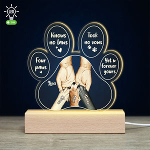 Four Paws Knows No Laws, Personalized Led Light, Gift For Dog Mom - Led Night Light - GoDuckee