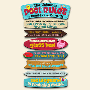 Pool Rules For Drinkers And Dummies Personalized Pool Pallet Sign - Wood Sign - GoDuckee