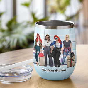 Personalized Girls Trip Wine Tumbler - Travel Buddies Don't Do Stupid Things Alone - Wine Tumbler - GoDuckee