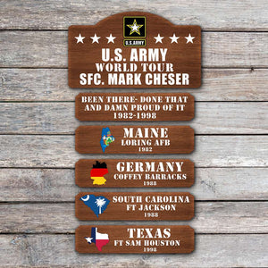 Personalized Veteran World Tour Wood Sign, Been There Done That And Da*n Proud Of It - Wood Sign - GoDuckee
