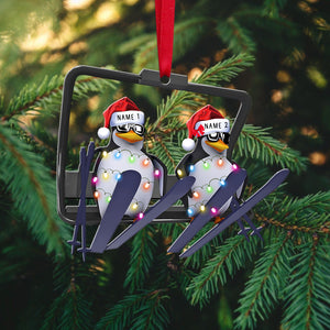 Skiing Penguin With Christmas Light - Personalized Christmas Ornament - Gift For Skiing Lovers - Ornament - GoDuckee