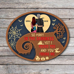 So Many In The Darkness Yet I Found You, Personalized 2 Layers Wood Sign, Halloween Gift For Couples - Wood Sign - GoDuckee