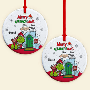 Merry Grinchmas Personalized Dog Ornament, Gift For Dog Lovers - Ornament - GoDuckee