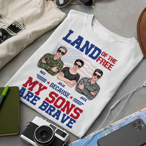 Land Of The Free Because My Sons Are Brave Personalized Veteran Family Shirts, Gift For Independence Day - Shirts - GoDuckee
