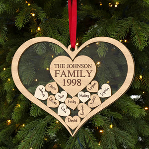 Personalized Family Heart Ornament, Christmas Tree Decor - Ornament - GoDuckee