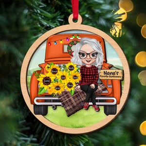 Personalized Grandma Ornament, Grandma With Flowers Car, Christmas Tree Decor - Ornament - GoDuckee
