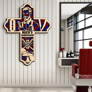 Barber with Equipment - Personalized 3D 2-Layered Wood Art - Gift for Barber - Wood Sign - GoDuckee
