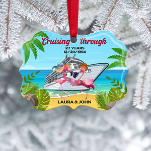 Cruise Flamingo Couple - Personalized Ornament - Ornament - GoDuckee