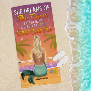 Mermaid Dreams of the Sea & the Wild Salt Air - Personalized Beach Towel, Mermaid Beach Towel - Gifts For Best Friends, Sister, Besties - Beach Towel - GoDuckee