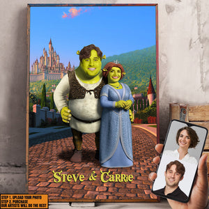 Custom Image Couple at Far Far Away Wall Art - Gift For Shrek Lovers - Poster & Canvas - GoDuckee