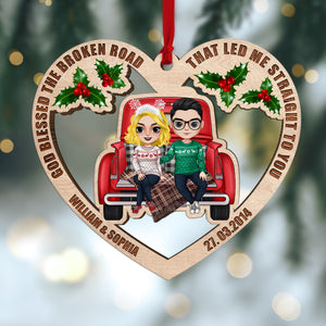 Personalized Christmas Couple Ornament - God Blessed The Broken Road That Led Me Straight To You - Christmas Tree Decor - Ornament - GoDuckee