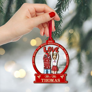 In This House It's Mixed Beginnings And Love Unending, Layered Mix Ornament Christmas Gift For Couple - Ornament - GoDuckee