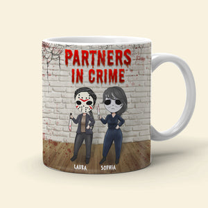 Partners In Crime If I Murdered Someone, Personalized Halloween Bestie Mug - Coffee Mug - GoDuckee