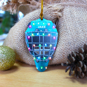 Ice Hockey Helmet With Cage - Personalized Christmas Ornament - Gifts for Ice Hockey Lovers - Ornament - GoDuckee