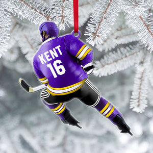 Hockey Player Shape, Personalized Hockey Christmas Ornament, Christmas Tree Decorations for Hockey Lovers - Ornament - GoDuckee