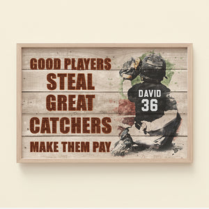 Personalized Baseball Player Poster - Great Catchers Make Them Pay - Custome Name. Number - Poster & Canvas - GoDuckee