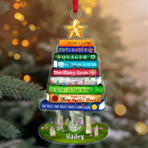 Stack Of Books, Personalized Book Ornament, Gift For Book Lovers - Ornament - GoDuckee