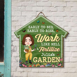 Early To Bed, Early To Rise, Personalized Wood Sign, Gifts For Gardening Girl - Wood Sign - GoDuckee