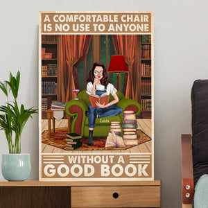 Personalized Reading Girl Poster - A Comfortable Chair Is No Use - Library Background - Poster & Canvas - GoDuckee