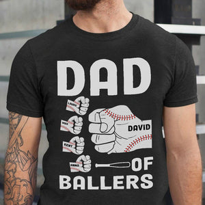 Baseball Dad of Ballers, Personalized Shirts, Father's Day Gifts for Dad, Fist Thumb Kids and Dad - Shirts - GoDuckee