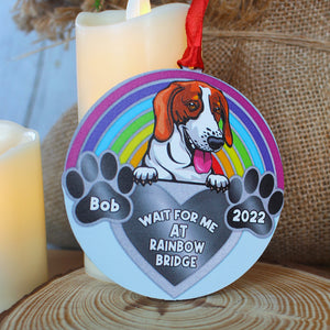 Personalized Dog/Cat Memorial Ornament, Wait For Me At Rainbow Bridge - Ornament - GoDuckee