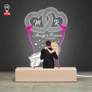 Always & Forever Personalized Wedding Anniversary Couple Led Light, Gift For Couple - Led Night Light - GoDuckee