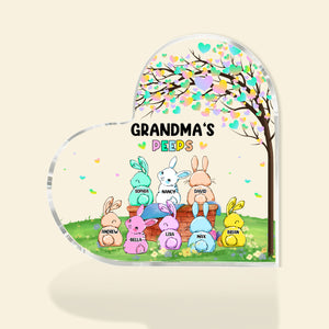Grandma's Peeps, Personalized Heart Shaped Acrylic Plaque, Easter Gift For Grandma - Decorative Plaques - GoDuckee