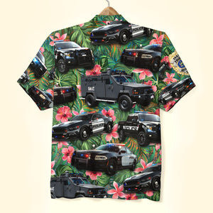 Personalized Police Vehicles Hawaiian Shirt, Custom Police Badge, Gift For Him - Hawaiian Shirts - GoDuckee