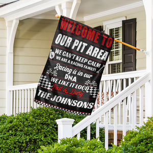 Personalized Gifts Ideas For Racing Lovers, Welcome To Our Pit Area Custom Flag - Flag - GoDuckee