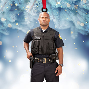 Custom Police Photo Ornament, Christmas Tree Decor - Ornament - GoDuckee