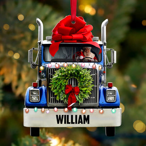 Personalized Christmas Truck Ornament, Santa Claus Inside, Christmas Tree Decor - Ornament - GoDuckee