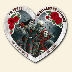 I'm Yours No Returns or Refunds, Personalized Couple Wood Sign, Gift for Bikers - Wood Sign - GoDuckee